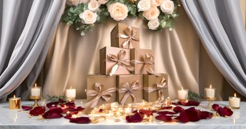 Gift Box with Lid & Ribbon for present 12pcs, Gold, 6"×6"×6" - color: Gold, size: 6 x 6 x 6 Inch