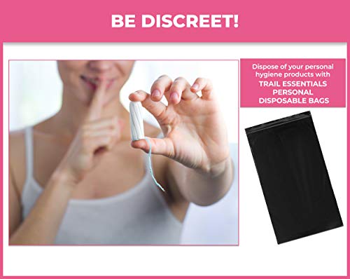 Feminine Personal Disposal Bags- 100 Black Opaque Bags for Sanitary Disposal, with Purse Pouch. Discreet Disposal for Tampons, Pads, and Liners (Black) - color: Black