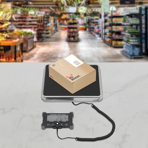 Digital Shipping Postal Scale, 440LBS Weight Commercial Stainless Steel Digital Mail Parcel Scale Multiple Shipping Scale with LCD Display& Extended Cord for Business, Warehouse, Home