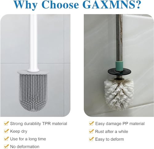 Silicone Toilet Brush and Holder, Wall Mounted No Rust Problem White - color: White