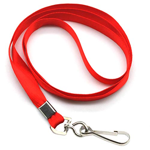 Beebel Red Lanyard Bulk Lanyards for Id Badges Flat Lanyard with Badge Clip Swivel Hook 50 Pack - color: Red, size: 50 Pack