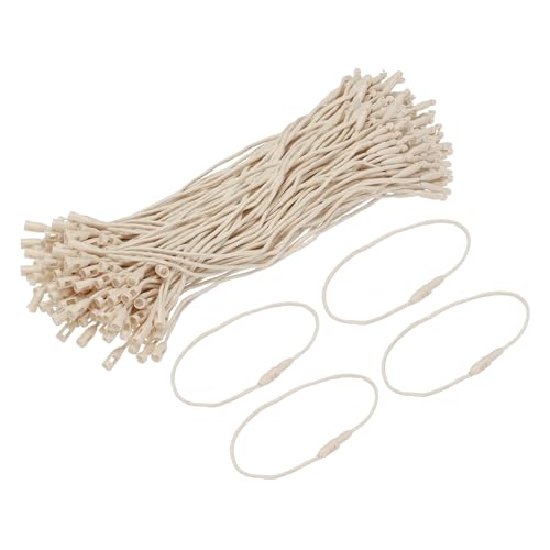 MECCANIXITY Polyester Rope Hang Tag String Snap Lock Pins Loop Price Tag Fastener Plastic Tags Ties 190mm/7.48 Inch Length,1mm/0.04 Inch Dia,Pack of 200,Beige - color: Beige, size: 190mmx1mm