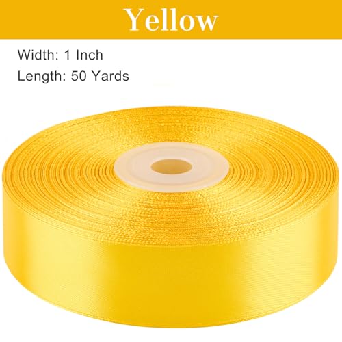 Yellow Satin Ribbon, 1 Inch, 50 Yards - color: yellow