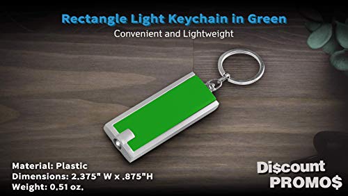 DISCOUNT PROMOS 10 Flashlight Keychains Pack - Rectangle, Plastic - Green - color: Green, size: 10 keychains
