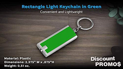 DISCOUNT PROMOS 10 Flashlight Keychains Pack - Rectangle, Plastic - Green - color: Green, size: 10 keychains