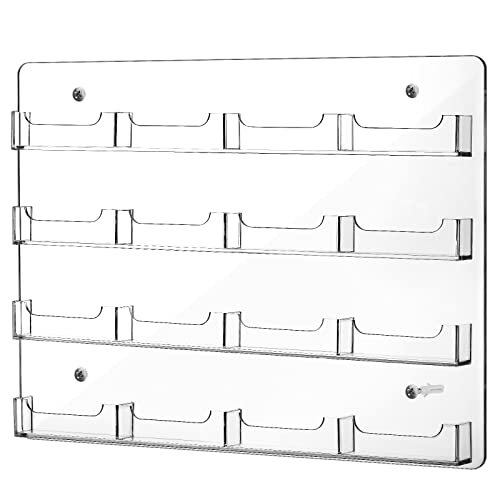 Hillban Acrylic Business Card Holder Wall Mount Office, 16 Pockets - size: 16 Pockets