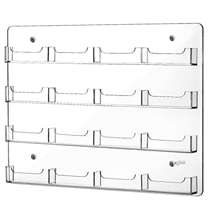 Hillban Acrylic Business Card Holder Wall Mount Office, 16 Pockets - size: 16 Pockets