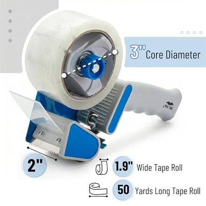 Mr. Pen- Packing Tape Dispenser Gun 2-Inch, Blue, 4 Pack with 4 Rolls Tape - color: Blue, size: 4 Pack