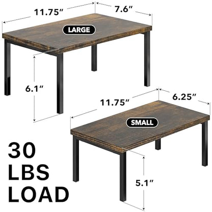 Simple Houseware Stackable Cabinet Counter Shelf Wooden Top, Rustic Brown - color: Rustic Brown, size: Standard