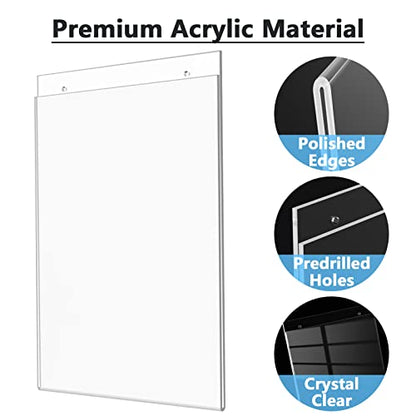 MaxGear Acrylic Wall Mount Sign Holder, 11 x 17 Vertical, 6 Pack - size: 11"x17"-6Pack