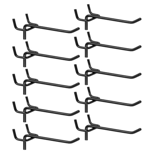 HARFINGTON 10pcs Pegboard Shelving Hooks 4" Stainless Steel Peg Board Display Hook Hanging Holders Wall Mount Organize Tools for Workbench Garage Kitchen Store, Black - size: 4 Inch