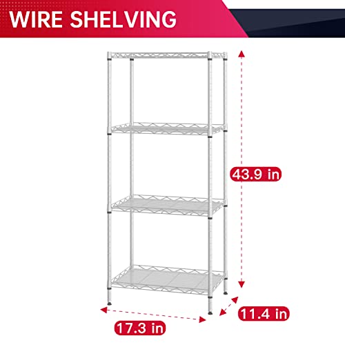 BestOffice | 4-Tier Wire Shelf | 12" x 18" x 44" | Chrome - color: Chrome, size: 12Lx18Wx44H