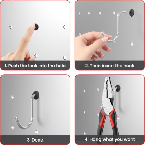 200Pcs Pegboard Hook Locks, Peg Board Locks Stoppers Fit for 1/4 Inch - color: 200PCS