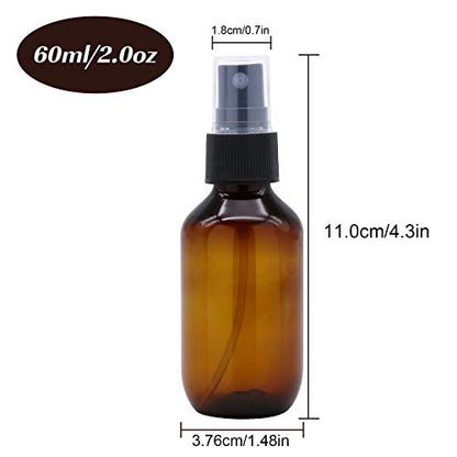 SYNTECSO 2oz Amber Plastic Spray Bottles, Fine Mist Water Bottle, 12 Pack - size: Plastic bottle - 12 Pack