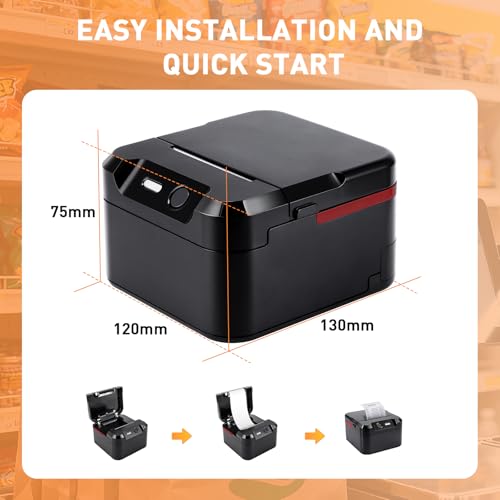 POS Printer, 58mm USB Thermal Receipt Printer, Restaurant Kitchen Printer with Cutting Support Cash Drawer USB Serial Interface for Windows/Mac/Linux