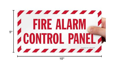 SmartSign - LB-1533-EU-05x10 "Fire Alarm Control Panel" Label | 5" x 10" Laminated Vinyl Red on White