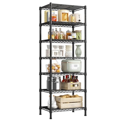 REIBII 7-Tier Metal Shelving Unit, 71’’H x 18’’W x 18’’D, 1176 LBS Weight Capacity, Adjustable Garage Shelving for Storage, Heavy Duty Shelves for Kitchen, Living Room, Bathroom etc. - size: 7 Tier-18"D x 18"W x 71"H