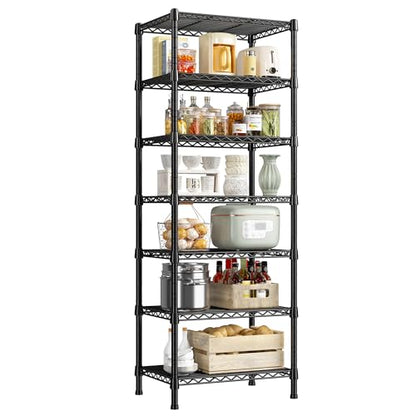 REIBII 7-Tier Metal Shelving Unit, 71’’H x 18’’W x 18’’D, 1176 LBS Weight Capacity, Adjustable Garage Shelving for Storage, Heavy Duty Shelves for Kitchen, Living Room, Bathroom etc. - size: 7 Tier-18"D x 18"W x 71"H