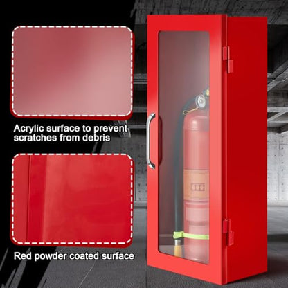 Zonon 1 Pcs 10lb Fire Extinguisher Cabinet Wall & Surface Mount, Red - color: Red