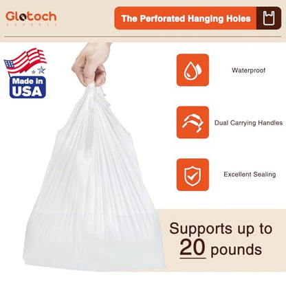 Glotoch 1000 Count-Plastic T-shirt Grocery Shopping Bags Plain White - color: Pure White