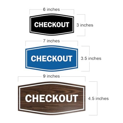 Signs ByLITA Fancy Checkout Sign | Durable Plastic | Vibrant Colors | Powerful Foam Tape (Navy Blue/Gold) - Small - color: Navy Blue/Gold, size: 3 x 6" - Small (1 Pack)
