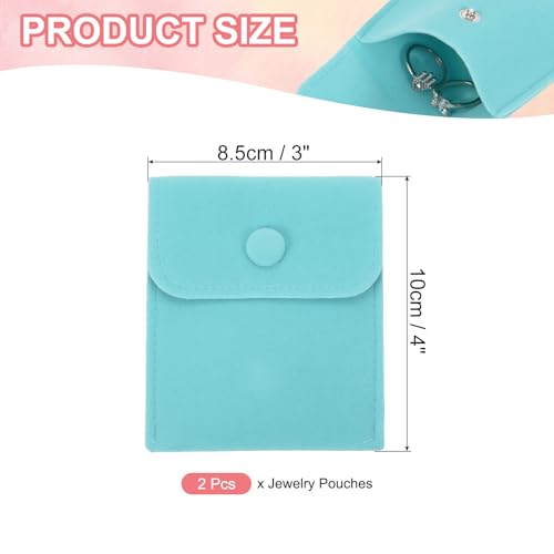 PATIKIL 2Pcs Jewelry Pouches 3x4 Snap Button Jewelry Storage Bag, Sky Blue - color: Sky Blue, size: 3x4 Inch
