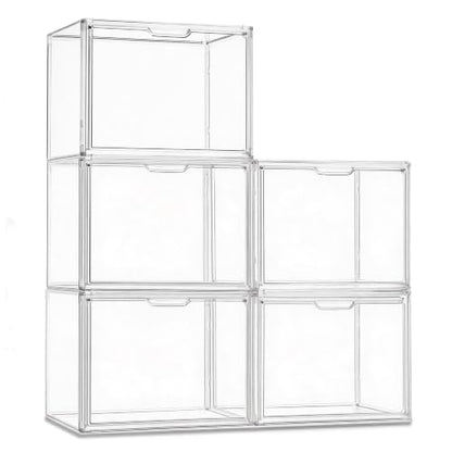 5 Pack Purse Organizer for Closet Acrylic Display Cases Clear Storage Boxes