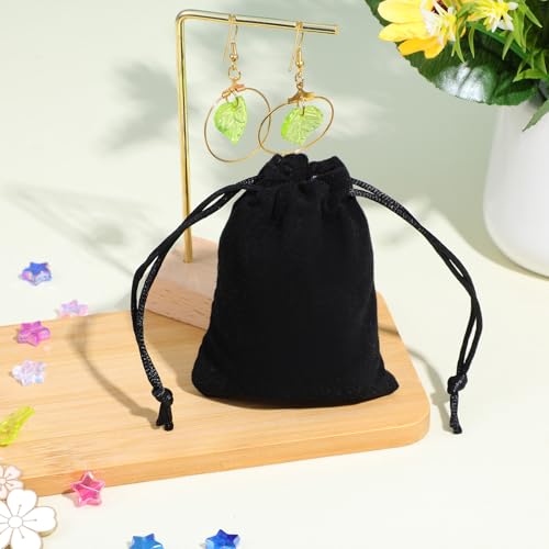 100pcs Black Velvet Drawstring Jewelry Pouches, 4” x 4.8” Small Gift Bags for Wedding Favors, Jewelry Storage, Party Treats & Travel Organizer
