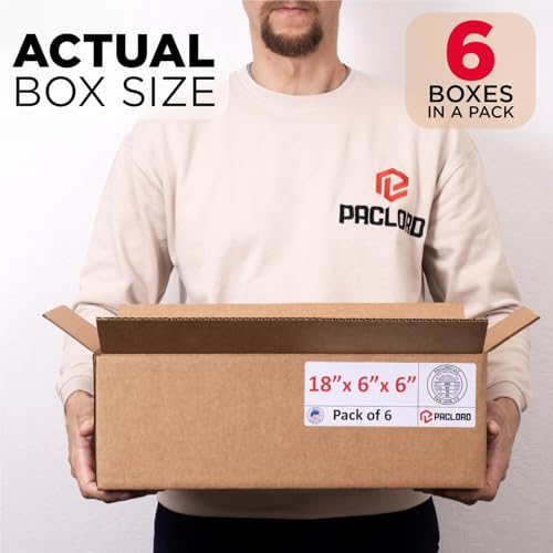 Long Cardboard Boxes 18"L x 6"W x 6"H, Pack of 6 - color: Pack of 6, size: Long 18x6x6"