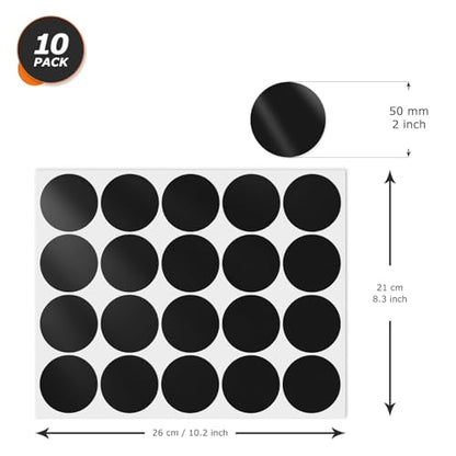 Black Round Stickers 2 Inch Waterproof Vinyl Coding Labels 200 PCS - color: Black
