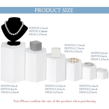 Jetec 12 Pcs Hexagonal Jewelry Display Risers Acrylic Stands,White - color: White