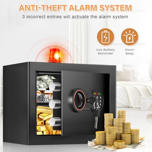 BUKUMO Small Safe for Home, Mini Safe Box for College Dorm Room - size: 1.0 Cub