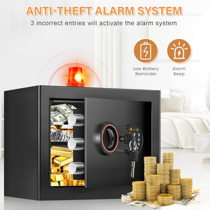 BUKUMO Small Safe for Home, Mini Safe Box for College Dorm Room - size: 1.0 Cub