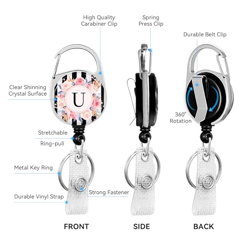 2 Pack A-Z Letter ID Badge Holder with Clip Badge Reels - color: 2pack-u