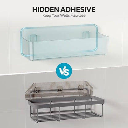 Nieifi Adhesive Shower Shelves, Blue, 5 Pieces - color: Blue-Clear, size: 5 pieces