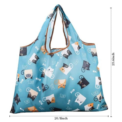 Reusable Grocery Bag, 2 Packs Large Washable - color: L-cattie