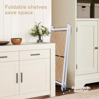 Hershii 3-Tier Foldable Storage Shelves with Wheels Heavy Duty Metal Shelf - size: 3-Tier (35.2 X 27.5 X 13.38 IN)