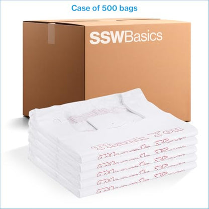 SSWBasics White Thank You Bags Case of 500-11 ½" x 6" x 21" - size: 500 Count (11.5" x 6" x 21")