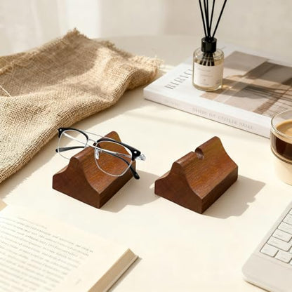 lotoo 2 Pcs Glasses Stand, Wood Eyeglasses Holder for Desk , Sunglasses Display Case for Home, Office, Desk, Countertop, Nightstand