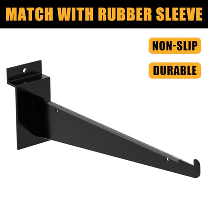 10" Black Slat Wall Shelf Brackets,10 PCS Slat Wall Brackets with Lip, Floating Metal Slat Wall Accessories - size: 10 Inch