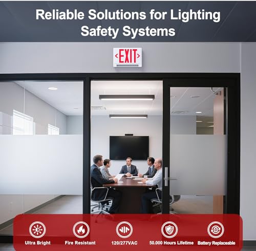 UL Emergency Exit sign with Lights Battery Backup Hardwired 120/277V, 1PC - color: 1 Pack