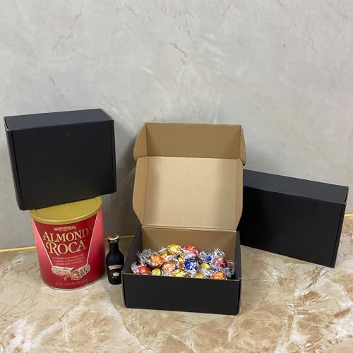 24 Pack 8x6x3 inches Black Shipping Boxes, Cardboard Packaging Mailing Box - size: 8x6x3 Inches