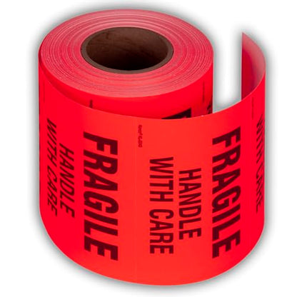 Kenco 3" X 5" Fragile Handle with Care Fluorescent Shipping Label Stickers for Shipping and Packing -500 Labels Per Roll (5 Pack) - size: 5 PACK