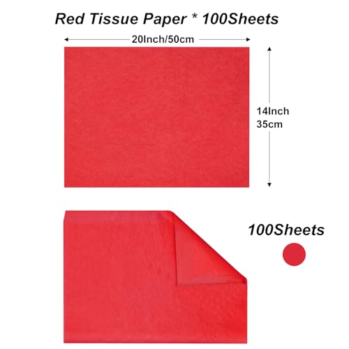 Jkopsnr 100 Sheets Red Tissue Paper 20x14 Inches - color: Red, size: 14x20