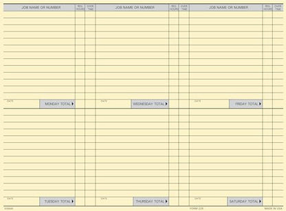 Form 225 Time Cards, Employee Attendance Weekly Time Card, 800-Count, Made in USA, Use with All Side Punch Time Clocks, Weekly, 2-Sided, Manila Card Stock, Black Print Front & Back