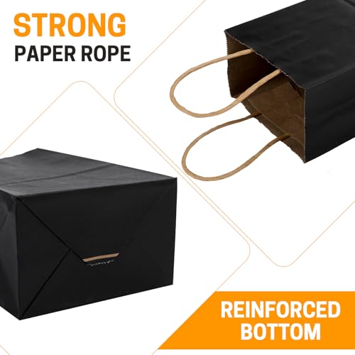 BURVAGY 200P Black Small Paper Gift Bags with Handles Bulk Kraft Paper Bags - color: C-Black-200P