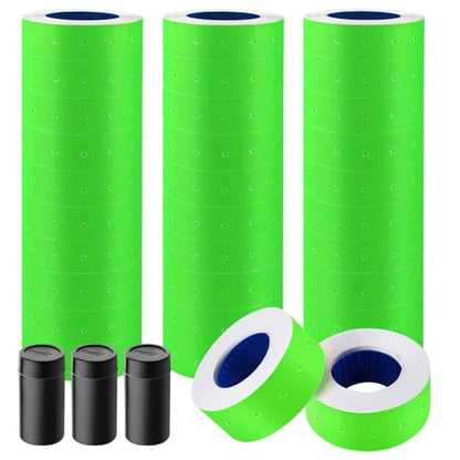 30 Rolls 15000pcs White Price Gun Labels for Mx-5500 Labeller White Pricemarker Stickers Plus 3 Piece Refill Ink Rolls (Green) - color: Neon Green