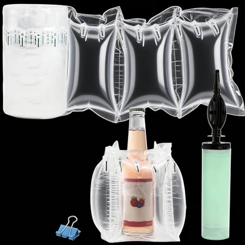 Tebery 400 Count Air Pillows for Shipping, 4.72"x7.87" Inflatable Air Cushioning Bags Roll with Pump, Reusable Packing Filler Materials, Leak-Proof Purse Stuffing Supplies for Shape