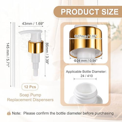 uxcell Soap Dispenser Pump Heads Gold/White 12 Pcs Pcs - color: Gold/White, size: 24/410