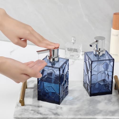 Clear Acrylic Pump Bottle Refillable Lotion Soap Dispenser 10oz Blue - color: Clear Blue, size: 1 Pack